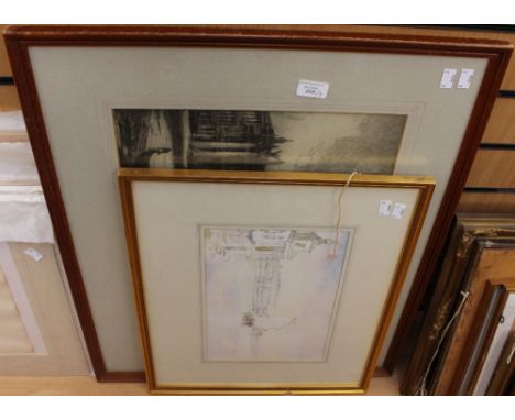 Noel Browne 'Riva Degli Schiavoni, Venice'; a watercolour and a monochrome etching of Venice (2) 