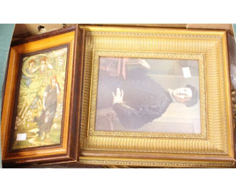 Sir Edward Burne - Jones print Regency style print and a Florentine print (bronzino)portrait of young man, etc (4) 