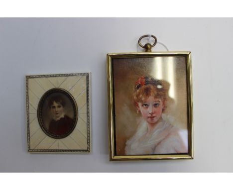 A portrait miniature of a young boy; and another of a girl (2) 