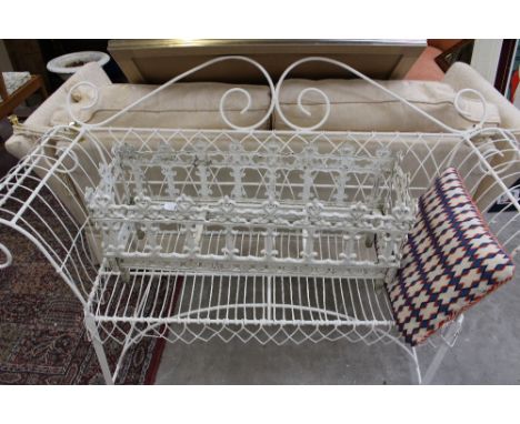 A Gothic style cast iron white painted rectangular trough planter 

