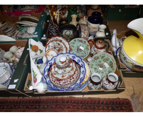 Five boxes of ceramics to include Wedgwood, Royal Crown Derby, Denby, Royal Albert, oriental ceramics, Royal Doulton, Poole, 