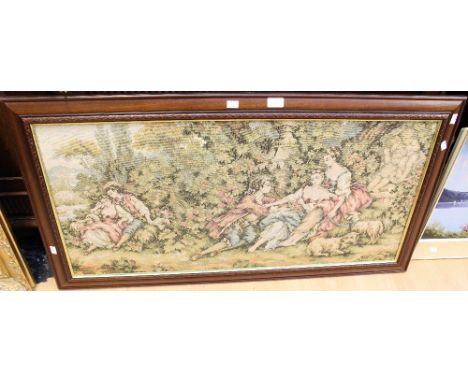A Flemish style tapestry depicting figures courting in parkland setting 