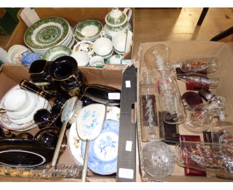 A collection of ceramics, to include Broadhurst and Sons jade tea service, Wedgwood, Spode, Mintons, etc, decorative glass sh