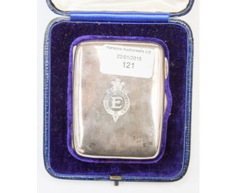 A Garrard & Co silver concave cigarette case, in original blue Morocco and velvet lined case
