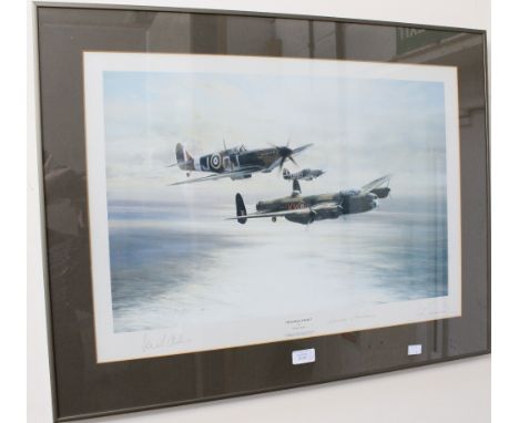 A signed print 'Limping Home' Leonard Cheshire KGB and another 'Memorial Flight' by Robert Taylor, original pencil signature 