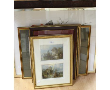 A large frame, Victorian Olegraph, two Regency style prints, prints of the Victoria hospital Belfast, modern print, etc (6) 