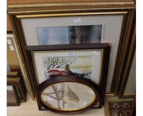 A George Turner print, The Trent at Barrow, Derbyshire (1843-1910) signed; together with a John Straw watercolour of Mallards