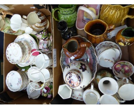 A box of mixed ceramics to include Chinese blue and white umbrella stand, blue and white ceramics, 19th Century British stone