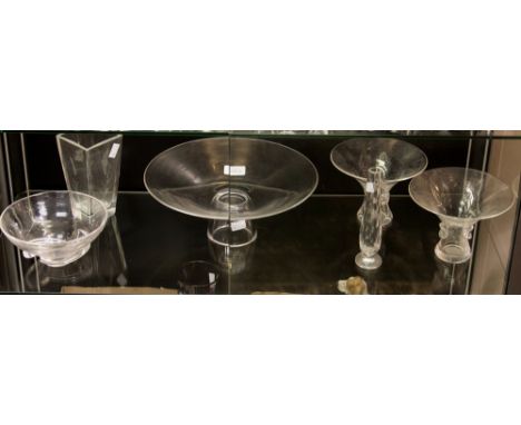 A collection of mid 20th century glass including Steuben, Waterford, etc (6)