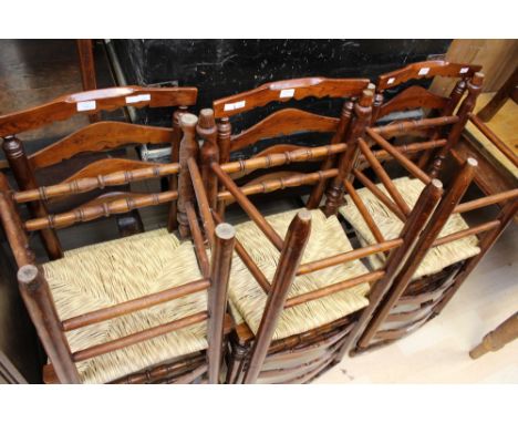 A set of six ash rush seated ladder back chairs (6) 