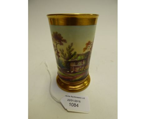 A hard paste sleeve vase with painted view 