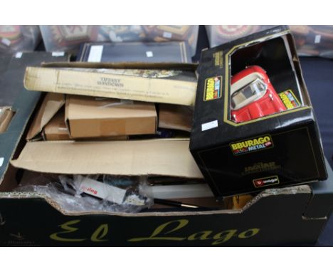 A boxed Bburago Jaguar E-Type, camera accessories and fountain pen collection 