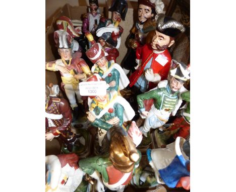 A box of modern military ceramic figures, etc 