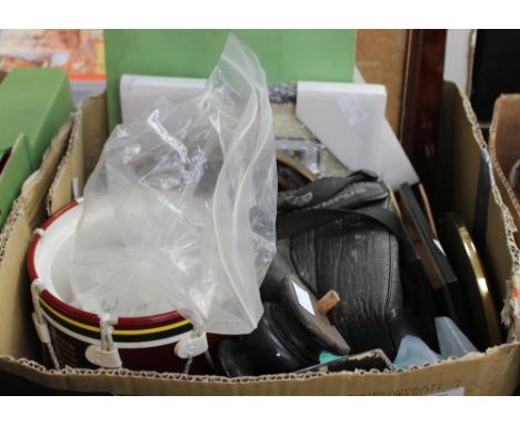 A mantle clock, Olympus camera, frames etc parcel lot, to include clock and other keys, etc 