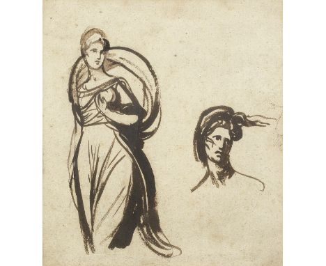 George Romney (Beckside 1734-1802 Kendal)Sketches for Viscountess Bulkeley as Hebe brush and brown ink on laid paper30.9 x 28