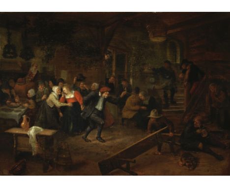 Jan Steen (Leiden 1626-1679)A wedding feast signed 'JStEEn' (lower right, the J and S in ligature)oil on panel35.3 x 50.3cm (