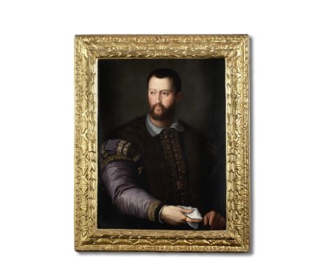 Attributed to Alessandro di Cristofano Allori (Florence 1535-1607)Portrait of Cosimo I de Medici, half-length, in violet fur-