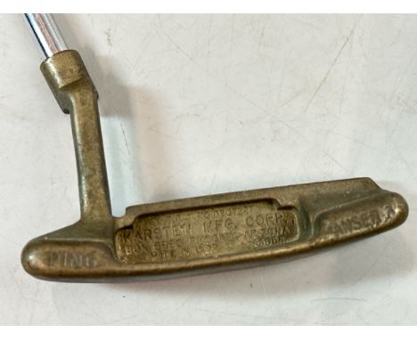 Golf - brass Ping Anser putter stamped "U.S. patent no. D207227, Karsten M.F.G. Corp, Phoenix, Arizona", with modern handle /