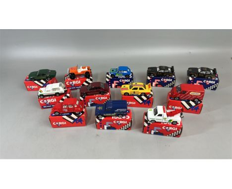 Nine boxed Corgi model vehicles, c1985 including Jaguar XJ40 and Zakspeed Capri / T8