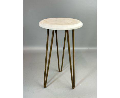 A modern plant stand with stone top and metal base, 37cm high, 20cm diameter / T38