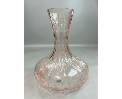 A large pink glass bottle vase, 27cm high / T43
