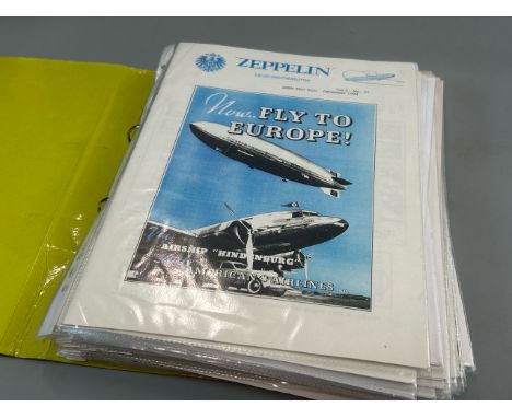 A complete folder containing numerous issues of the newsletter publication "Zeppelin – A Study Group Newsletter", spanning fr