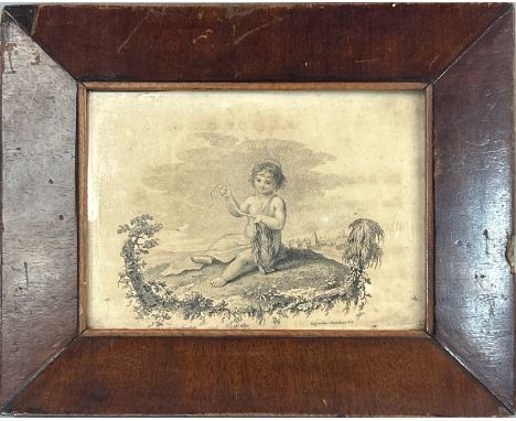 A small framed engraving "Putti" drawn by Lady Diana Beauclerk (1734 - 1808) and engraved by Francesco Bartolozzi ( 1727 - 18