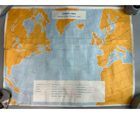 Pan Am route of the Clipperjets poster, 56 x 43 cm, rolled / T13