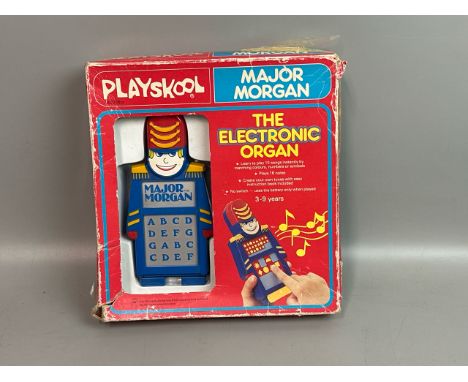 A boxed 1979 Playskool 'Major Morgan' electronic organ, with five of six cards, instructions and working sound / T13