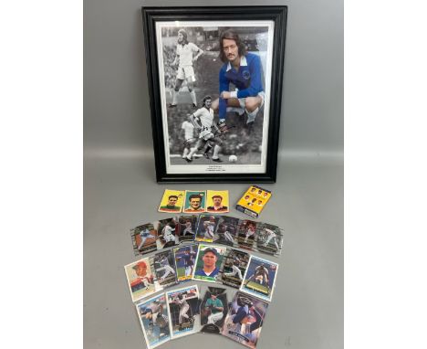 A collection of sports memorabilia including signed Frank Worthington picture (Leicester City F.C. 1972 - 77), Three 1950's A