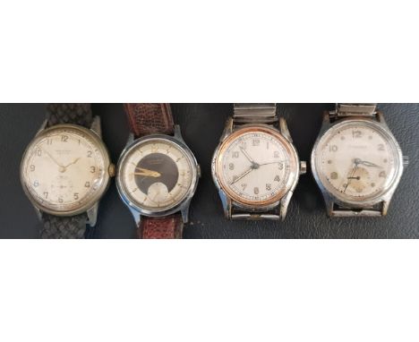 FOUR VINTAGE GENTLEMEN'S WRISTWATCHESComprising Crescent, Roamer, Junghans 16 Jewel and Talia Ancre 15 rubis (4) 