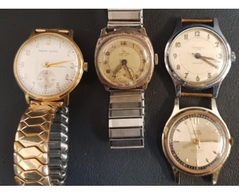 FOUR VINTAGE GENTLEMEN'S WRISTWATCHESComprising Smiths Astral, Smiths De Luxe, Smiths Empire Shockproof % Jewels and Ingersol