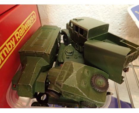 Dinky tank A/F armoured command vehicle field artillery tractor and medium artillery tractor  CONDITION REPORT: Tank - bottom