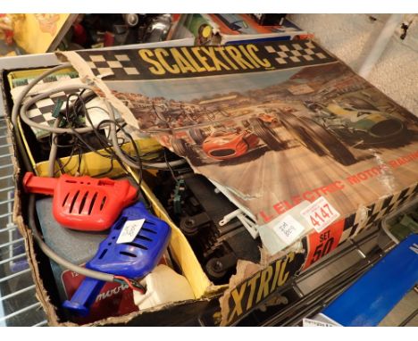 Vintage boxed Scalextric set with 4 original cars