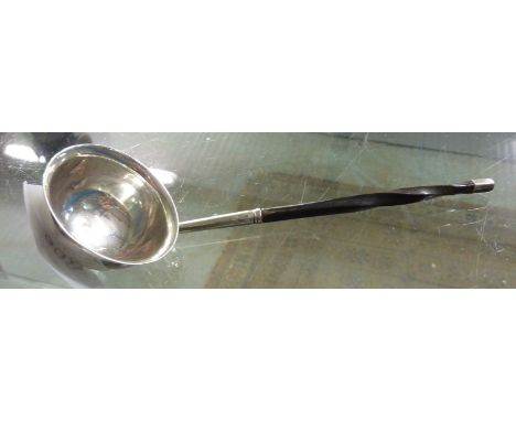 Georgian unmarked silver toddy ladle with short twisted whalebone handle