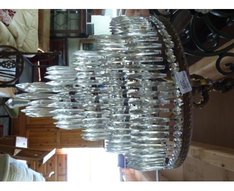 Gilt metal 5 tier drop crystal central light fitting