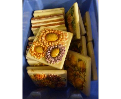 Box of various assorted ceramic tiles