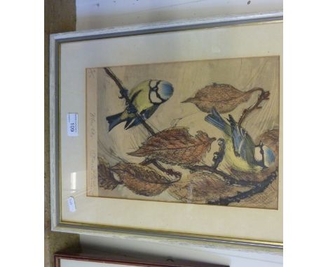 Framed limited edition signed print 'Blue Tit' 9/50