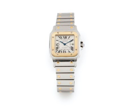 Santos model with ref. Nº 2319. Automatic mechanical movement with date at 15h. Yellow gold case and wristband. With box and 