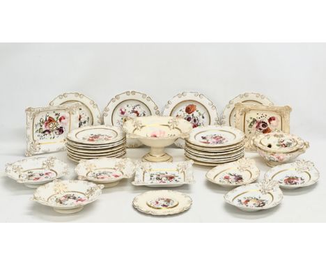 An early 19th century 32 piece dinner service. H &amp; R Daniel/ Rockingham or Ridgway. Circa 1820-1840. 