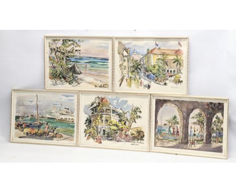 A set of 5 vintage Cecile Johnson prints. 