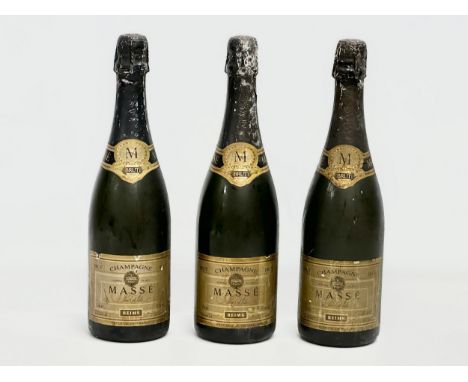 3 bottles of vintage Masse Pere Et Fils champagne. Brut Reims. 
