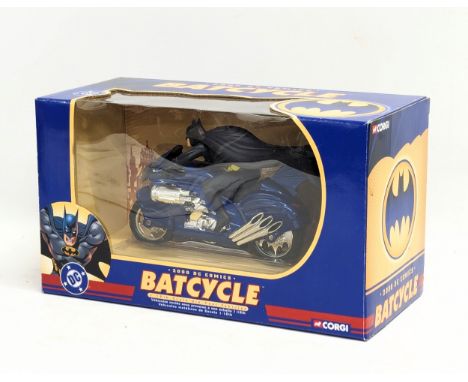 A Corgi model of DC Comics Batman's Batcycle. 1/16 scale. 27x16cm 