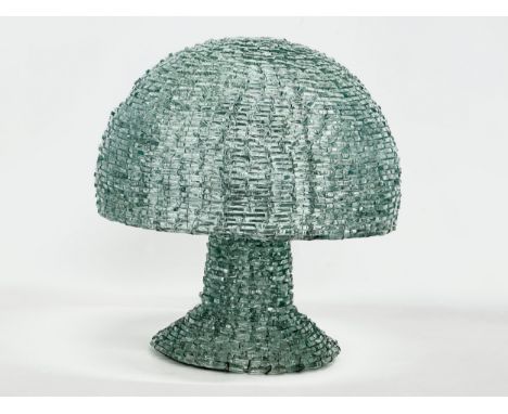 A large mid 20th century Italian glass and wire meshed ‘Mushroom’ table lamp. 2 piece. Circa 1950-1970. 36x42cm 