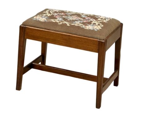 A late 19th century George III style mahogany footstool with tapestry top. Circa 1870-1890. 50x36x56cm 1 