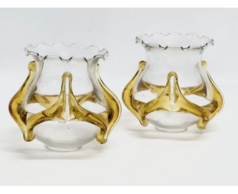 A pair of vintage Murano style Art Glass lamp shades. 19x15cm 