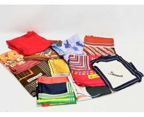 A collection of vintage silk scarves. 