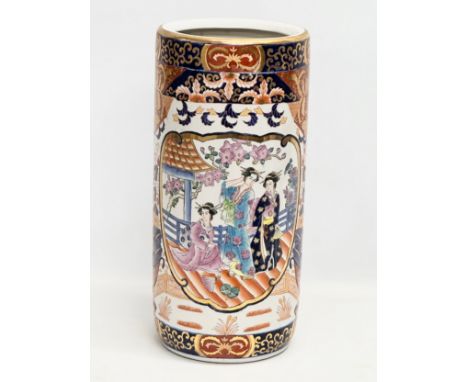 A 20th century vintage Japanese Imari cylinder umbrella stand/stick stand. 22x47.5cm 