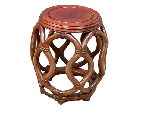 A vintage Chinese solid rosewood jardiniere stand/ end table. 39x46cm 