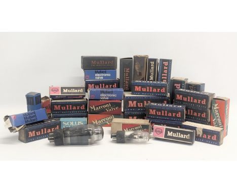 A collection of vintage valves. Mullard, Solus, etc. 